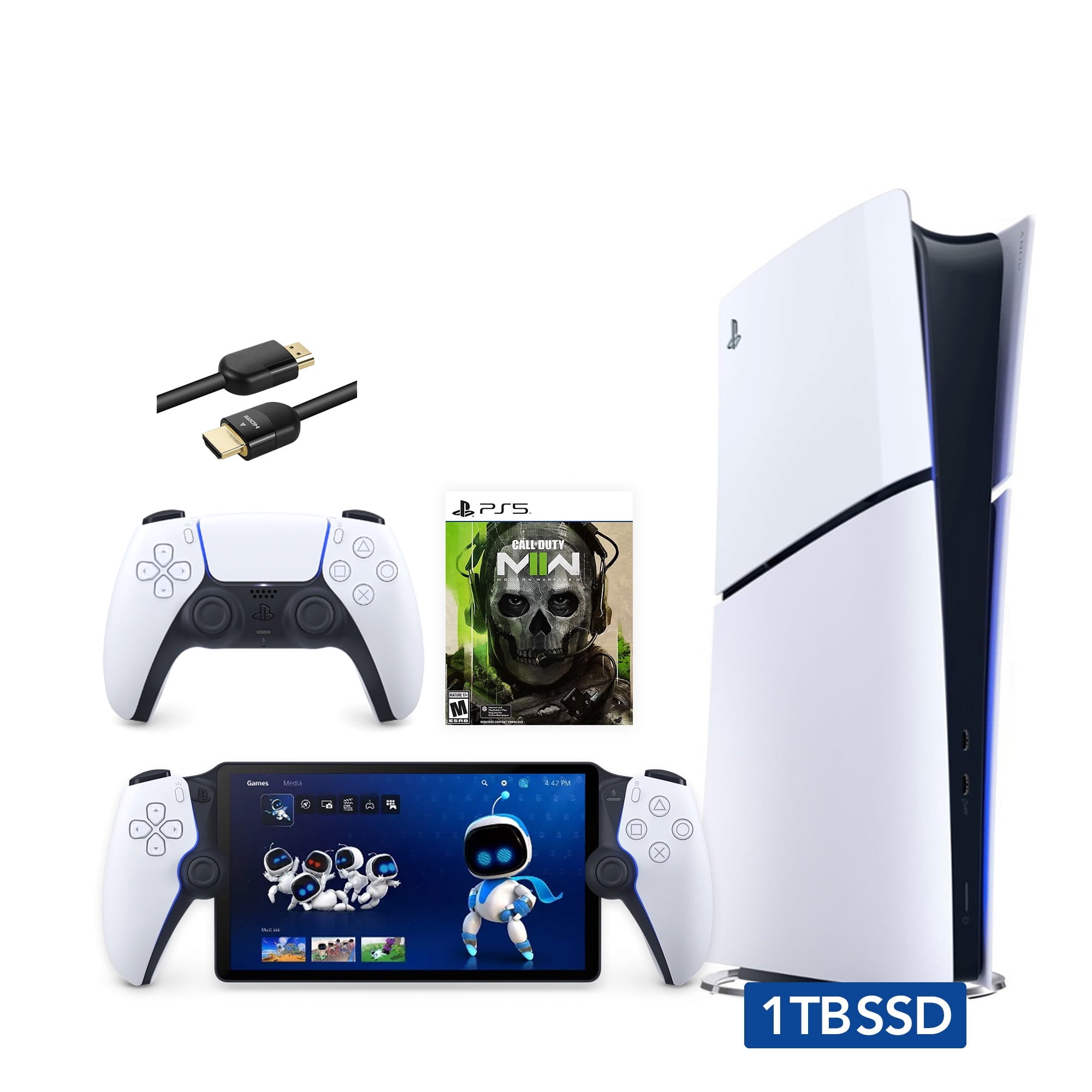 2023 New PlayStation 5 Slim Disc Edition God of War Ragnarok Bundle with Portal Remote Player and Mytrix 8K HDMI Ultra High Speed Cable - White, Slim PS5 1TB PCIe SSD Gaming Console