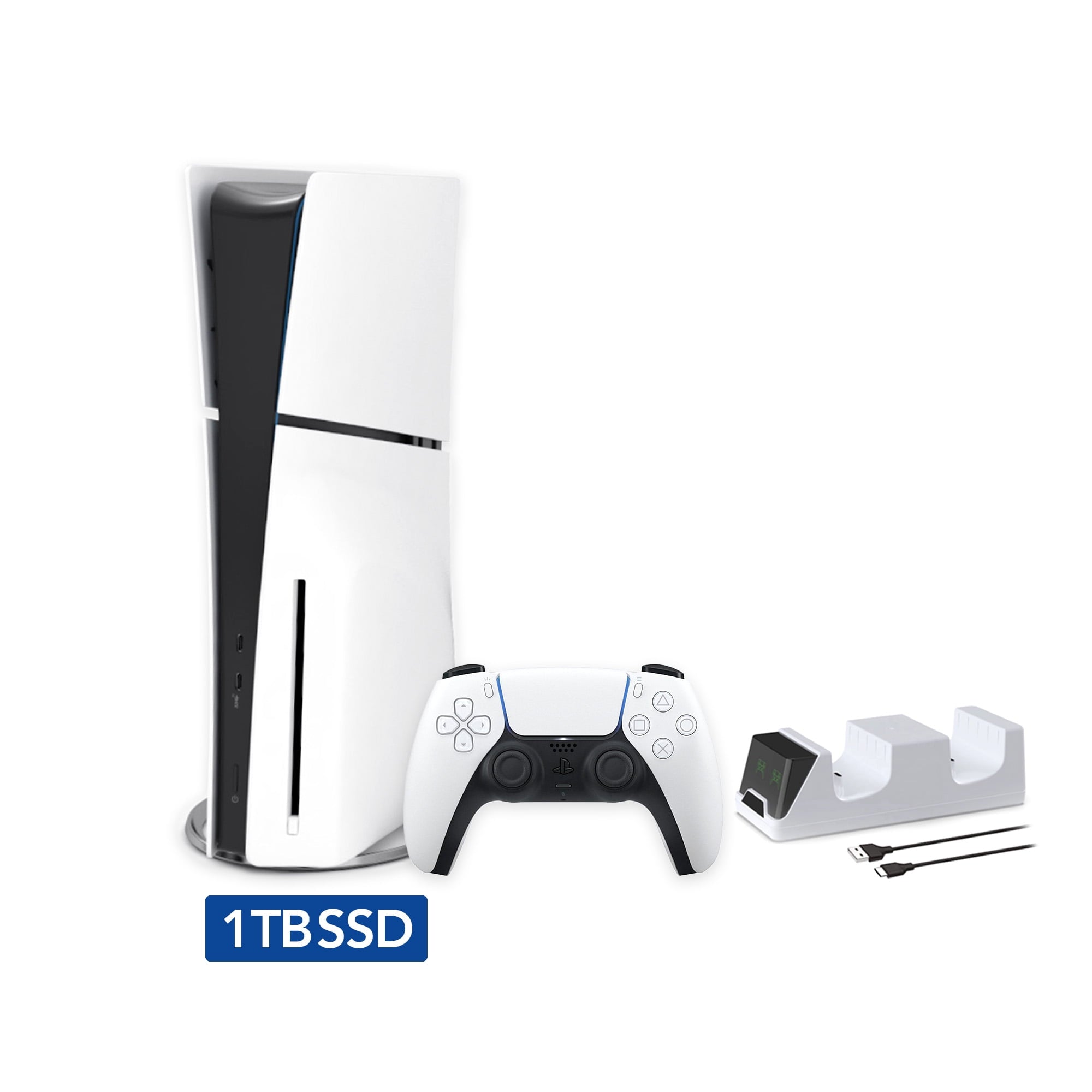 2025 New PlayStation 5 Slim Disc Edition Call of Duty: Black Ops 6 Bundle and Mytrix Controller Charger - White, Slim PS5 1TB PCIe SSD Gaming Console