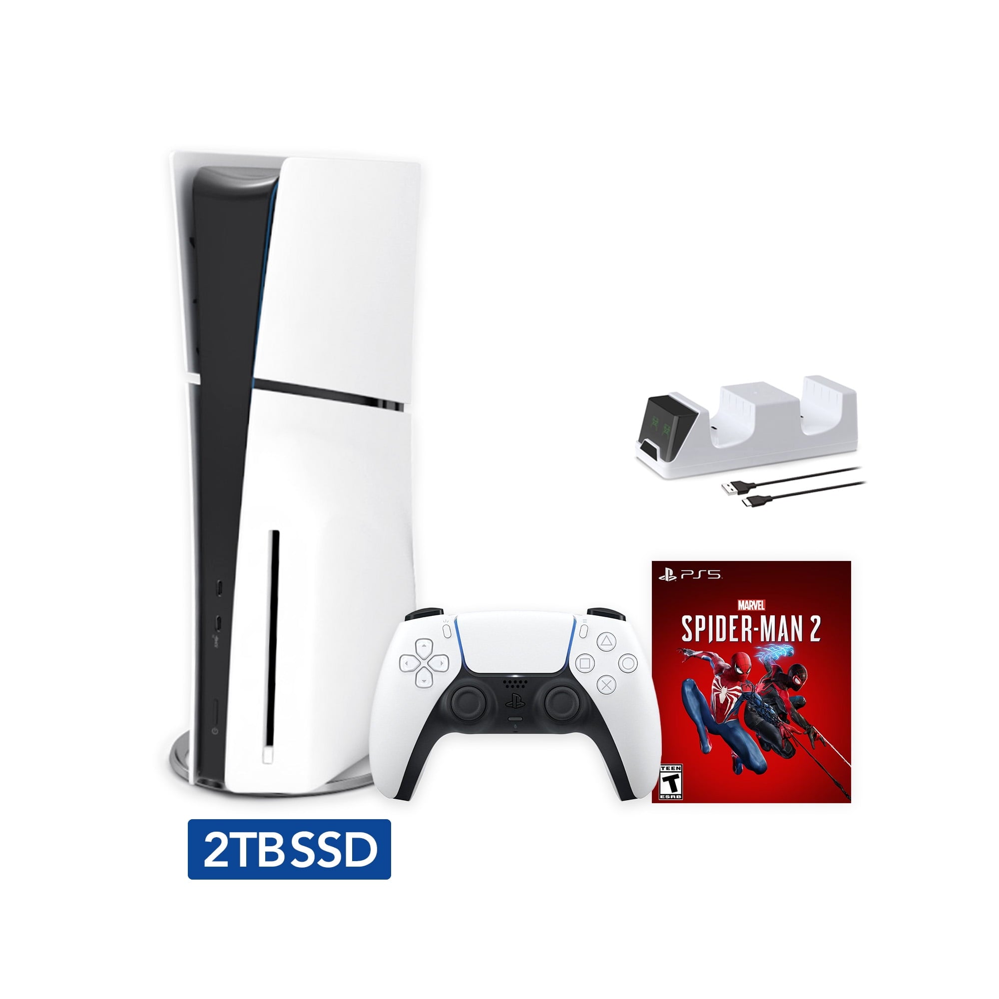 2025 New PlayStation 5 Slim Disc Edition Call of Duty: Black Ops 6 Bundle and Mytrix Controller Charger - White, Slim PS5 1TB PCIe SSD Gaming Console