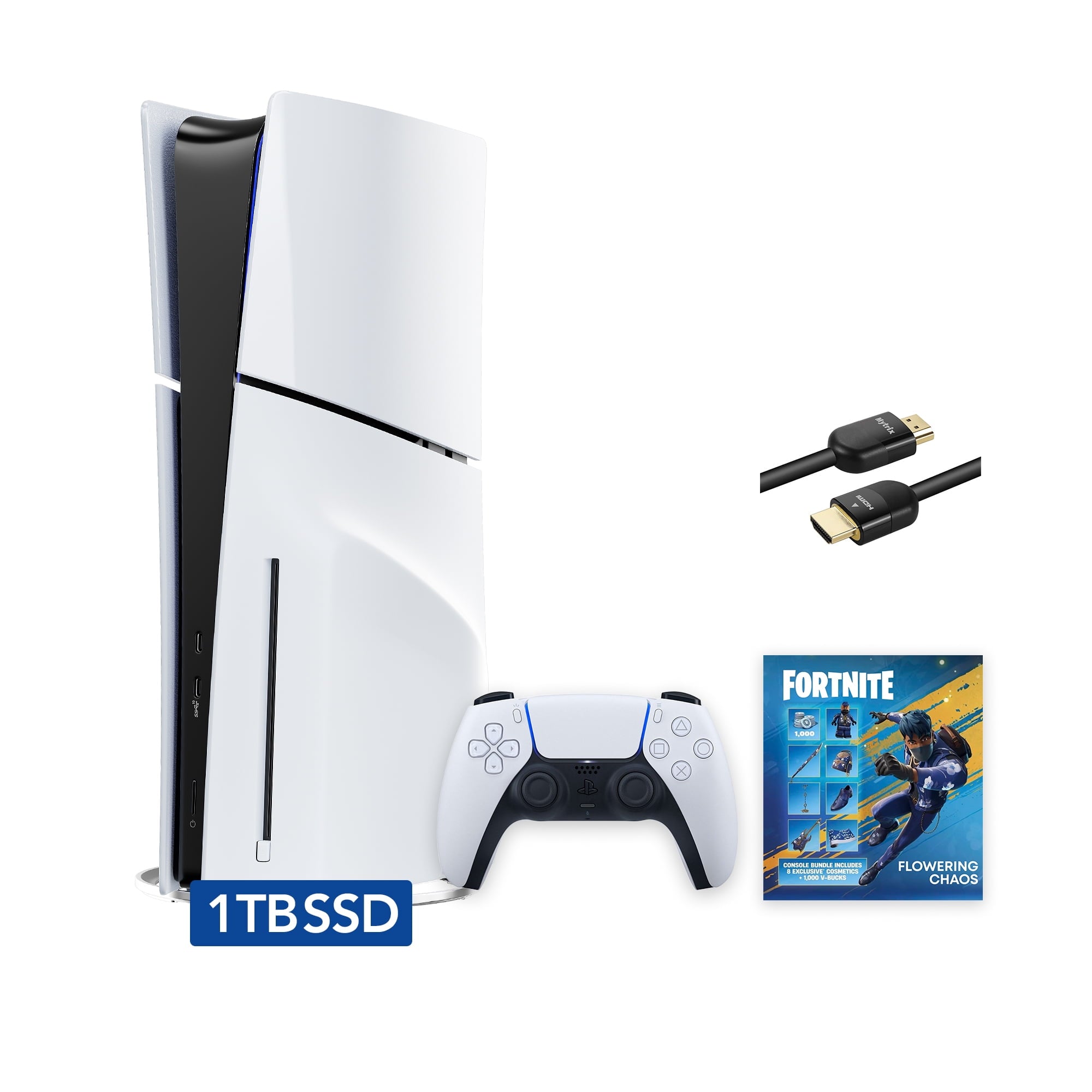 2023 New PlayStation 5 Slim Disc Edition Console, Controller and Mytrix 8K HDMI Ultra High Speed Cable - White, Slim PS5 1TB PCIe SSD Gaming Console