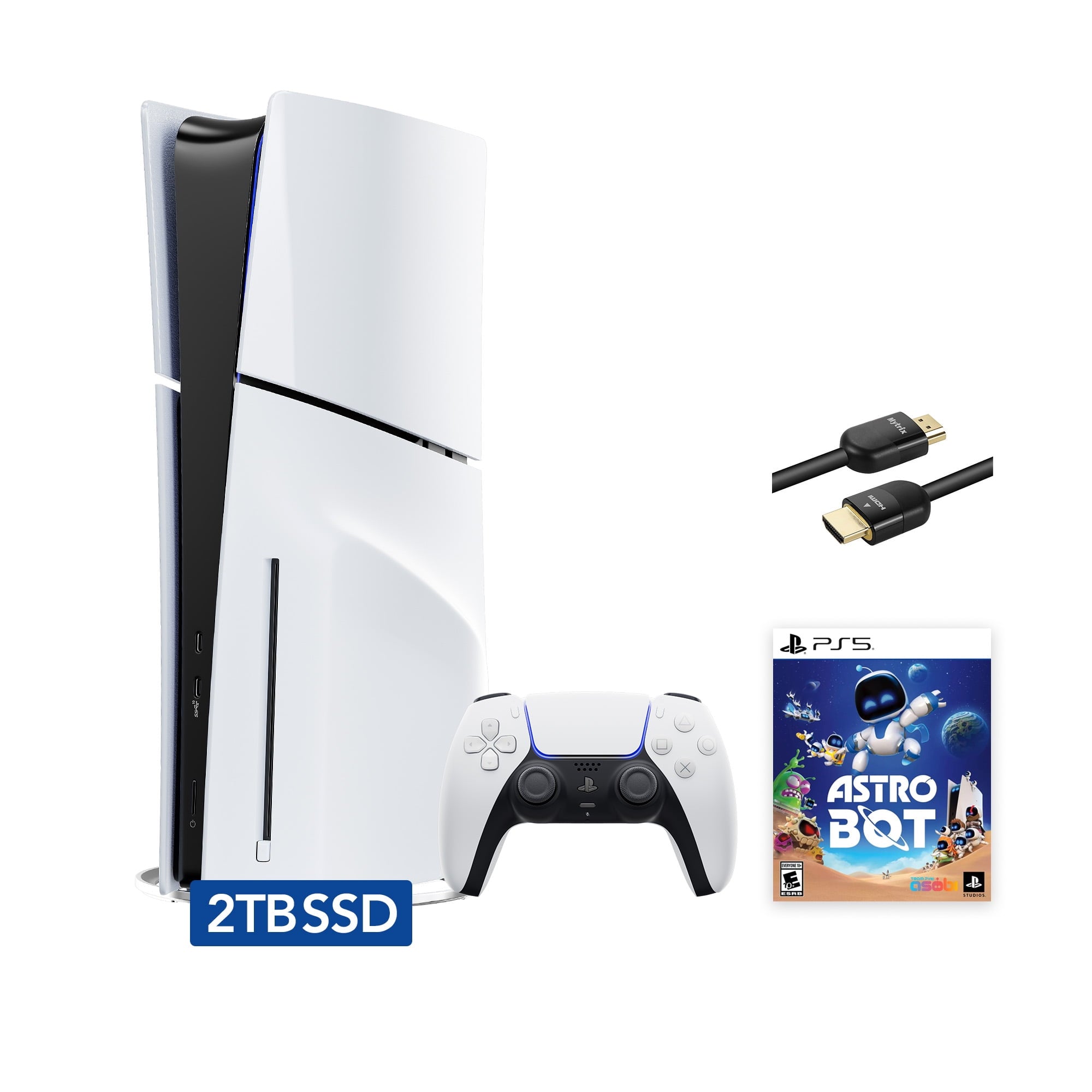 2023 New PlayStation 5 Slim Disc Edition Console, Controller and Mytrix 8K HDMI Ultra High Speed Cable - White, Slim PS5 1TB PCIe SSD Gaming Console
