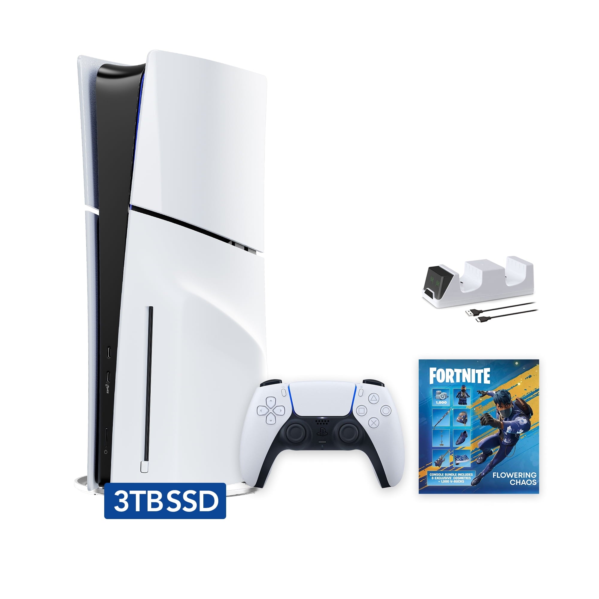 2025 New PlayStation 5 Slim Disc Edition Call of Duty: Black Ops 6 Bundle and Mytrix Controller Charger - White, Slim PS5 1TB PCIe SSD Gaming Console