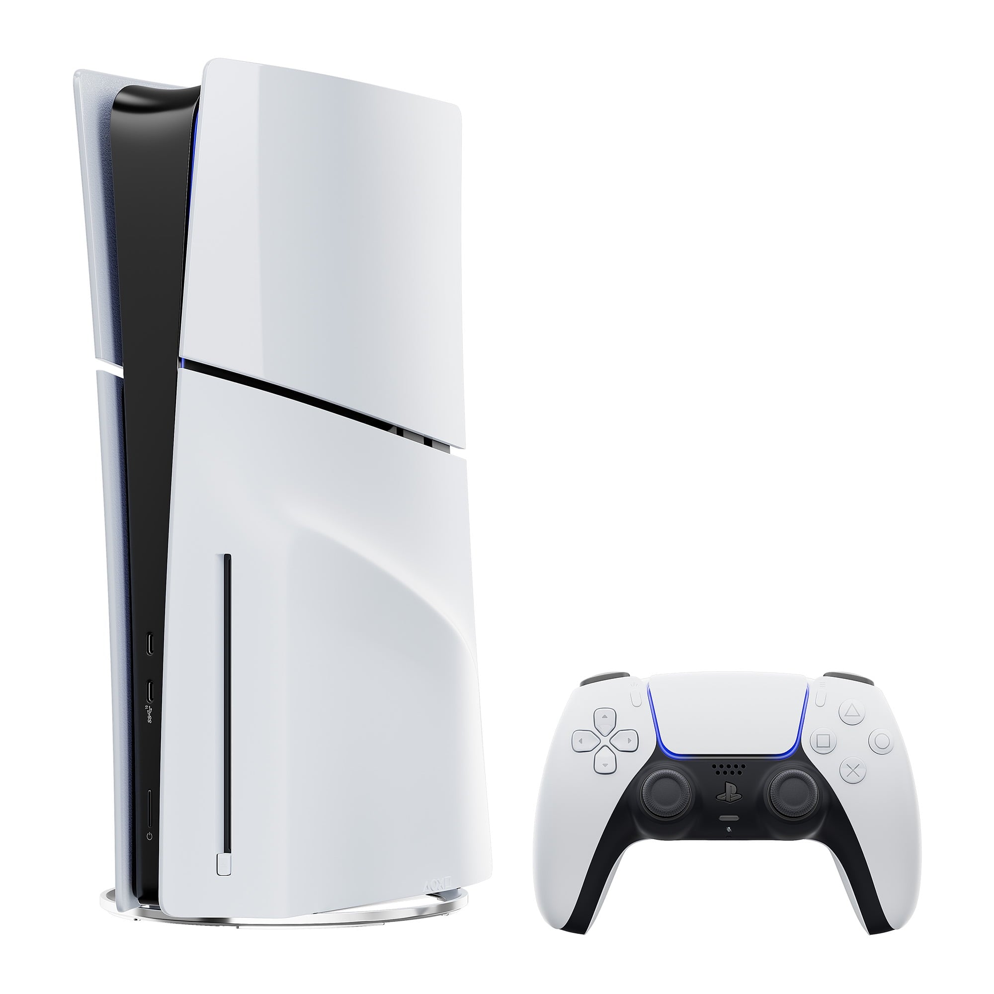 PlayStation 5 Slim Disc 2TB SSD ASTRO BOT Bundle with Two Controllers, White and Cobalt Blue DualSense and Mytrix Dual Controller Charger - PS5 Slim Disc Edition