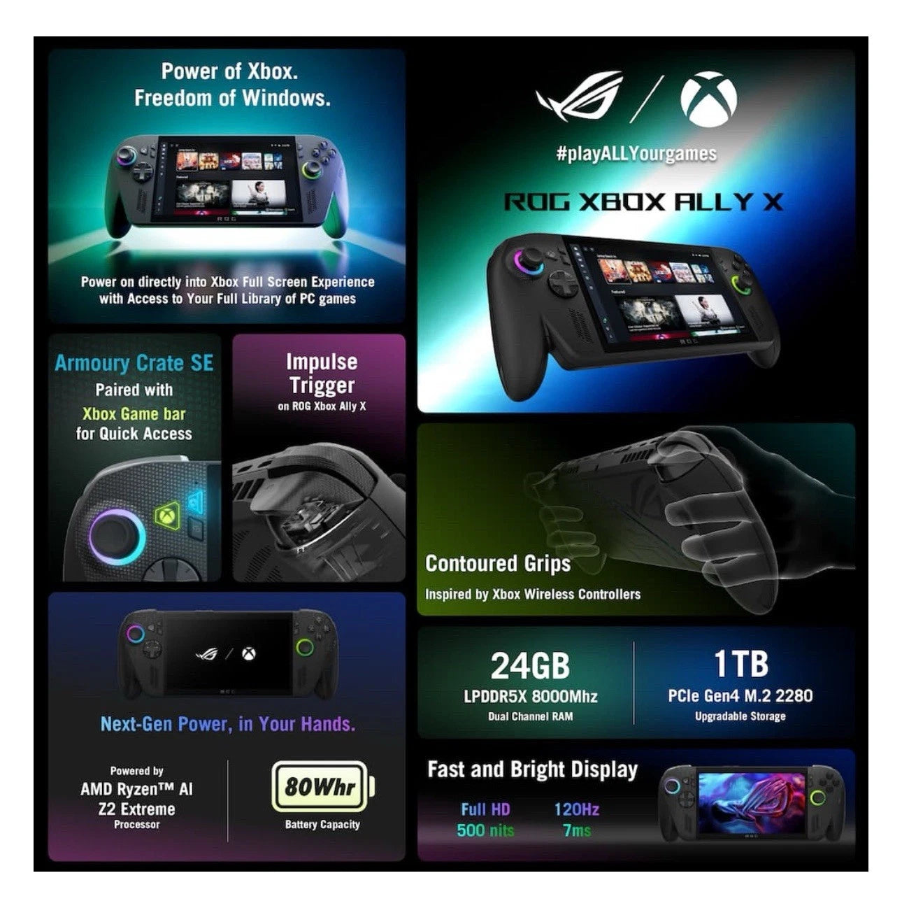 ASUS ROG Xbox Ally X 120Hz Gaming Handheld 1TB Storage 24GB RAM - AMD Ryzen AI Z2