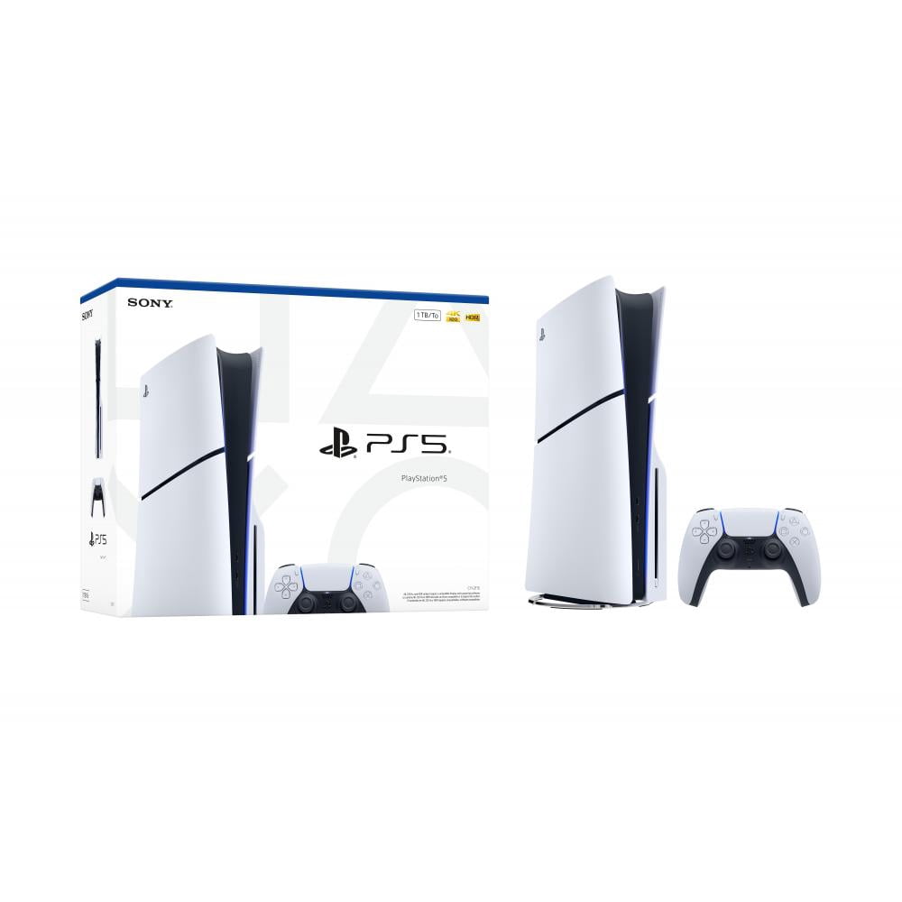 PlayStation 5 Slim Console 1TB + PlayStation 5 DualSense Wireless Controller Sterling Silver - Includes PS5 Console & 2 DualSense Controllers