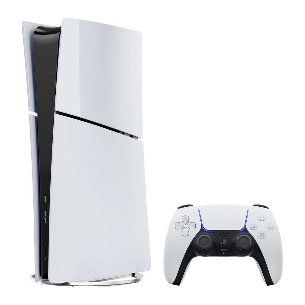 PlayStation 5 Slim Digital 1TB SSD Fortnite Cobalt Star Console with Two Controllers, White and Cosmic Red DualSense and Hard Shell Protective Controller Case - PS5 Slim Digital Console