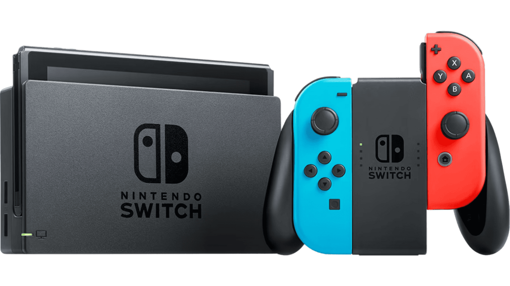 Restored Nintendo Switch Console with Neon Red and Blue Joycons