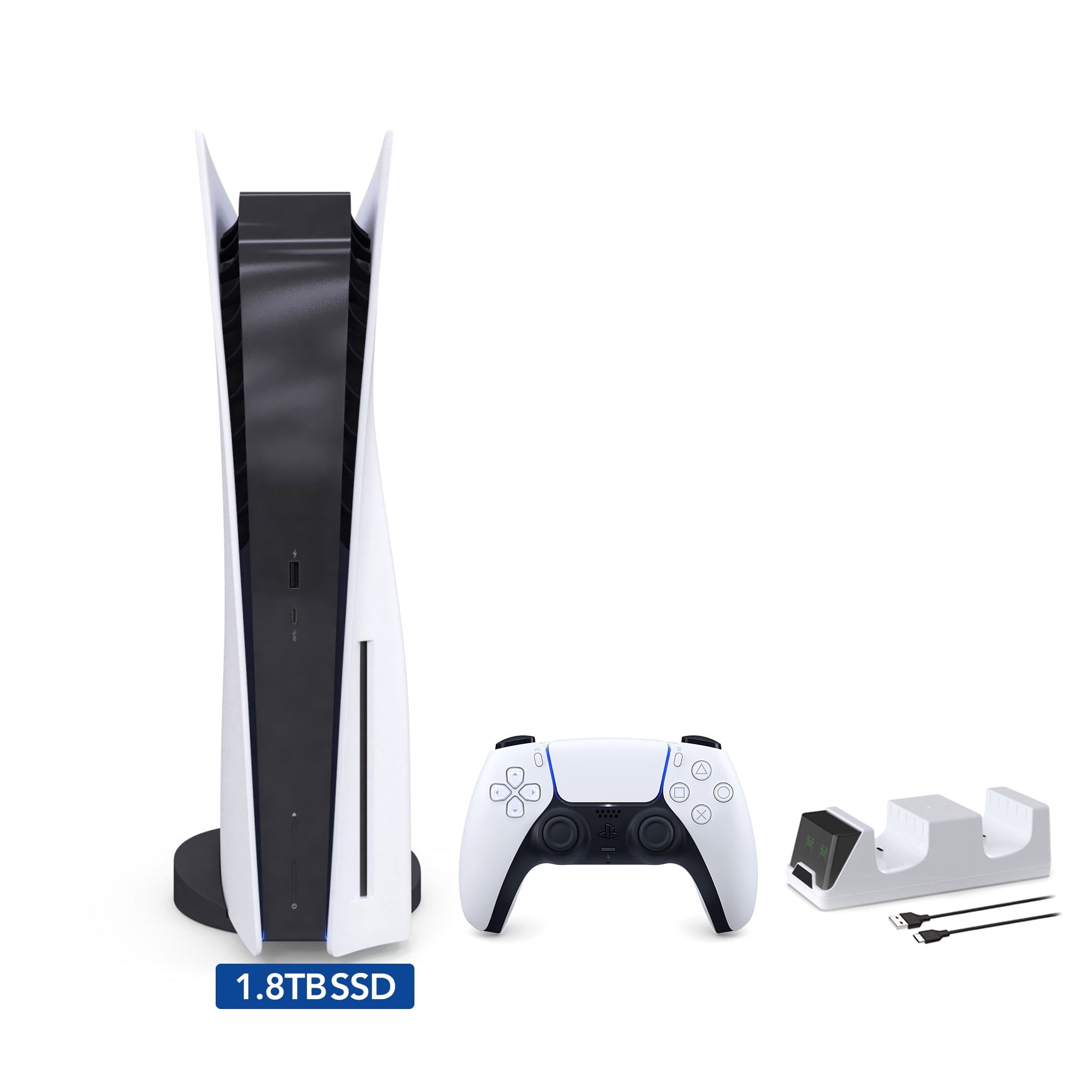 2025 New PlayStation 5 Slim Disc Edition Call of Duty: Black Ops 6 Bundle and Mytrix Controller Charger - White, Slim PS5 1TB PCIe SSD Gaming Console