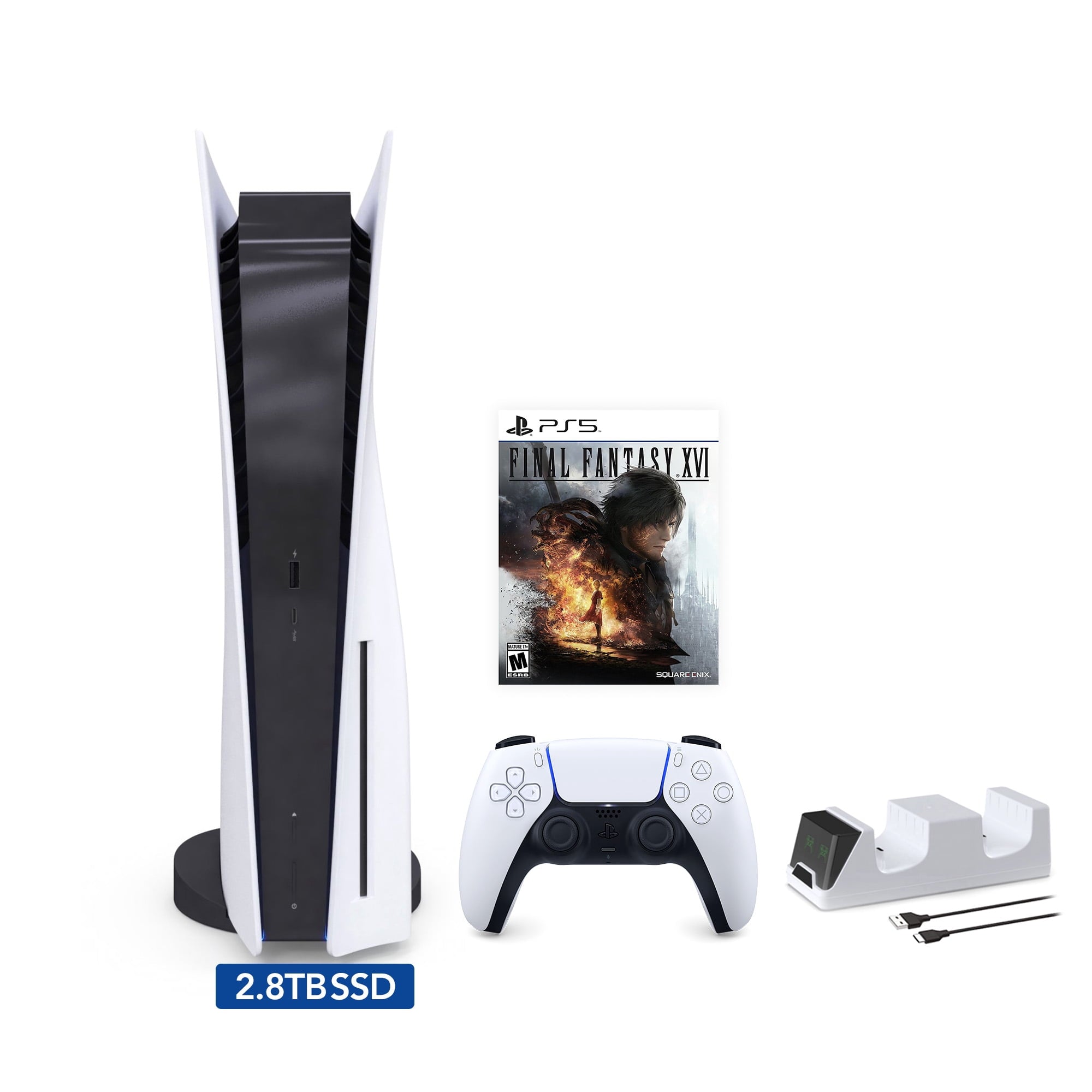 2025 New PlayStation 5 Slim Disc Edition Call of Duty: Black Ops 6 Bundle and Mytrix Controller Charger - White, Slim PS5 1TB PCIe SSD Gaming Console