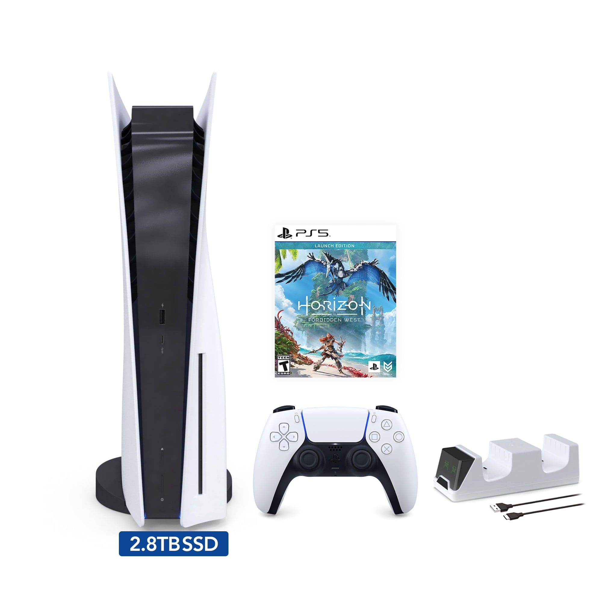 2025 New PlayStation 5 Slim Disc Edition Call of Duty: Black Ops 6 Bundle and Mytrix Controller Charger - White, Slim PS5 1TB PCIe SSD Gaming Console