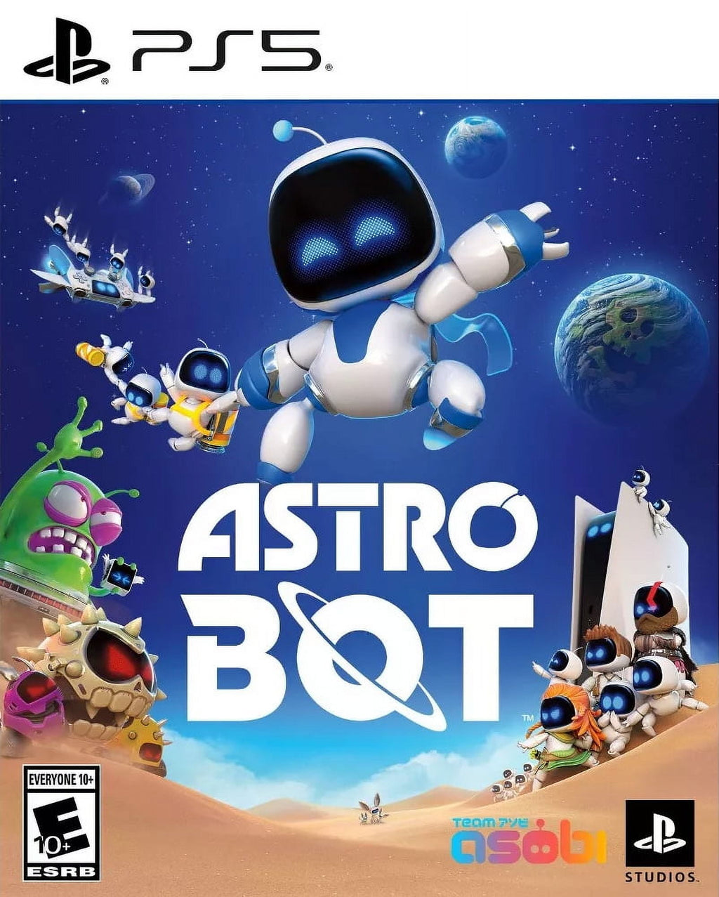 PlayStation 5 Slim Disc 2TB SSD ASTRO BOT Bundle with Two Controllers, White and Cobalt Blue DualSense and Mytrix Dual Controller Charger - PS5 Slim Disc Edition